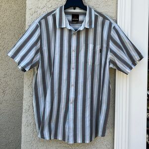 Prana Mens Stripe Casual Button Up Shirt Size XL
